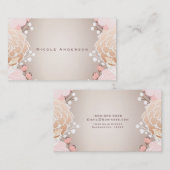Moderne Roze & Gouden Bloemen Plantaardige Rustiek Visitekaartje (Voorkant / Achterkant)