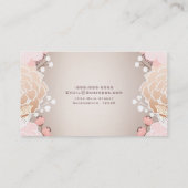 Moderne Roze & Gouden Bloemen Plantaardige Rustiek Visitekaartje (Achterkant)