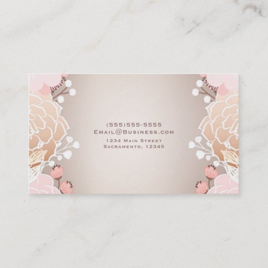 Moderne Roze & Gouden Bloemen Plantaardige Rustiek Visitekaartje (Achterkant)