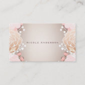 Moderne Roze & Gouden Bloemen Plantaardige Rustiek Visitekaartje (Voorkant)