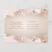 Moderne Roze & Gouden Bloemige Botanische Save the Aankondigingskaart (Achterkant)