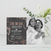 Moderne Roze Gouden Bloemtekeningen Save the Dates Date (Staand voorkant)