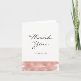 Moderne Roze Gouden Borstel Trouw Dankkaart Bedankkaart