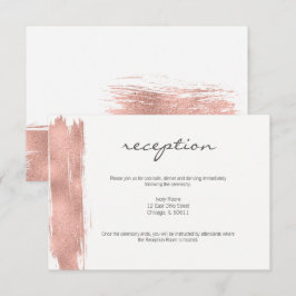 Moderne Roze Gouden Borstel Trouwreceptiekaart Kaart