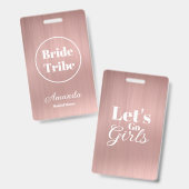 Moderne Roze Gouden Bruid Stammen Bachelorette Badge (Voor- en achterkant)
