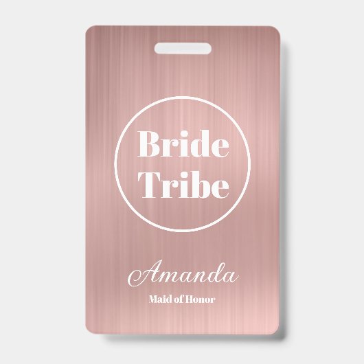 Moderne Roze Gouden Bruid Stammen Bachelorette Badge (Voorzijde)