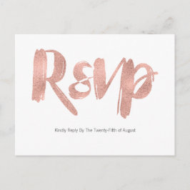 Moderne Roze Gouden Bruiloft RSVP Postkaart Uitnodiging Briefkaart
