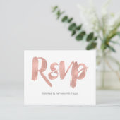 Moderne Roze Gouden Bruiloft RSVP Postkaart Uitnodiging Briefkaart (Staand voorkant)