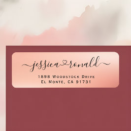 Moderne Roze Gouden Calligrafie Retouradreslabels Etiket