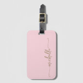 Moderne Roze Gouden Calligrafie Schrift Monogram N Bagagelabel (Voorkant (verticaal))