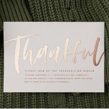 Moderne roze gouden dankbare Thanksgiving-diner
