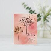 Moderne roze gouden denking van jou briefkaart (Staand voorkant)