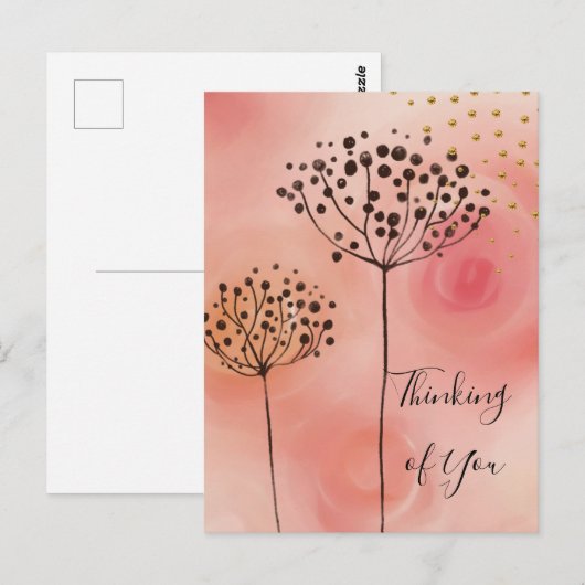 Moderne roze gouden denking van jou briefkaart (Voorkant / Achterkant)