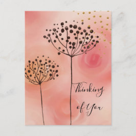 Moderne roze gouden denking van jou briefkaart
