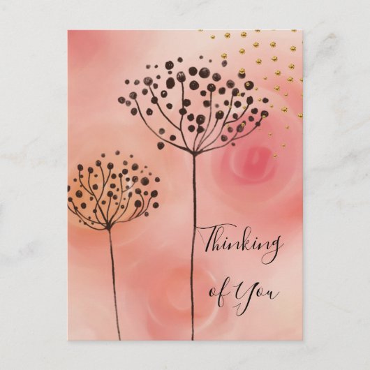 Moderne roze gouden denking van jou briefkaart (Voorkant)