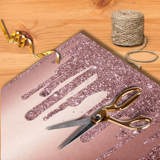 Moderne Roze Gouden Druppelende Glitter Bruiloft Tissuepapier
