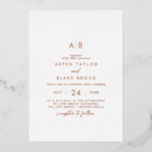 Moderne roze gouden folie script monogram bruiloft uitnodiging (Voorkant)