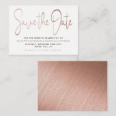 Moderne Roze Gouden Folie Script Save The Date Informatiekaartje (Voorkant / Achterkant)