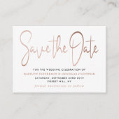 Moderne Roze Gouden Folie Script Save The Date Informatiekaartje (Voorkant)