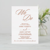 Moderne Roze Gouden Folie Script "We Do" Trouwkaar Uitnodiging (Staand Voorkant)