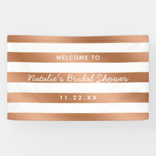 Moderne Roze Gouden Folie Streep Bruiloft Feest Ve Spandoek