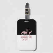 Moderne Roze Gouden Gesplitste Aangepaste Monogram Bagagelabel (Voorkant (verticaal))