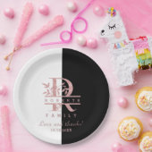 Moderne Roze Gouden Gesplitste Aangepaste Monogram Papieren Bordje (Feest)