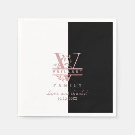 Moderne Roze Gouden Gesplitste Aangepaste Monogram Servet