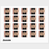 Moderne roze gouden glinsterende script body butte vierkante sticker (Vel)