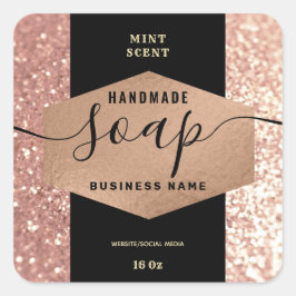 Moderne roze gouden glinsterende script body butte vierkante sticker