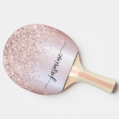 Moderne Roze Gouden Glitter Aangepaste Naam Letter Tafeltennisbatje (Zijkant)