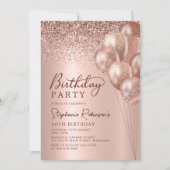 Moderne Roze Gouden Glitter Ballon 40e Verjaardag Kaart (Voorkant)