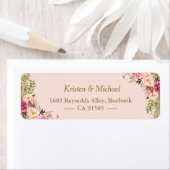 Moderne Roze Gouden Glitter Bloem Etiket (Insitu)