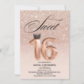 Moderne Roze Gouden Glitter Druppels Kroon Sweet 1 Kaart (Voorkant)