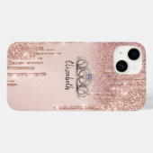 Moderne Roze Gouden Glitter Druppels Ombre Tiara Case-Mate iPhone Case (Achterkant (horizontaal))