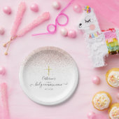 Moderne Roze Gouden Glitter Eerste Heilige Communi Papieren Bordje (Feest)