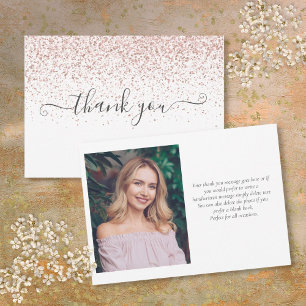 Moderne Roze Gouden Glitter Foto Script Bedankkaart