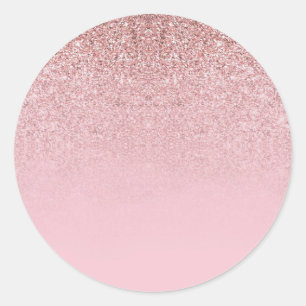 Moderne Roze Gouden Glitter Lege Sjabloon Voeg Tek Ronde Sticker