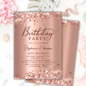 Moderne Roze Gouden Glitter Metaal Folie 40e Verja Kaart