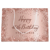 Moderne Roze Gouden Glitter Monogram 40e Verjaarda Groot Cadeauzakje (Voorkant)