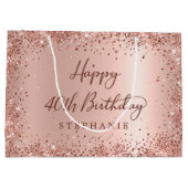 Moderne Roze Gouden Glitter Monogram 40e Verjaarda Groot Cadeauzakje (Achterkant)