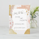 Moderne Roze Gouden Glitter Save The Date Uitnodig Kaart (Staand voorkant)