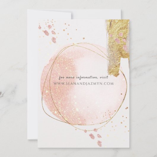 Moderne Roze Gouden Glitter Save The Date Uitnodig Kaart (Achterkant)