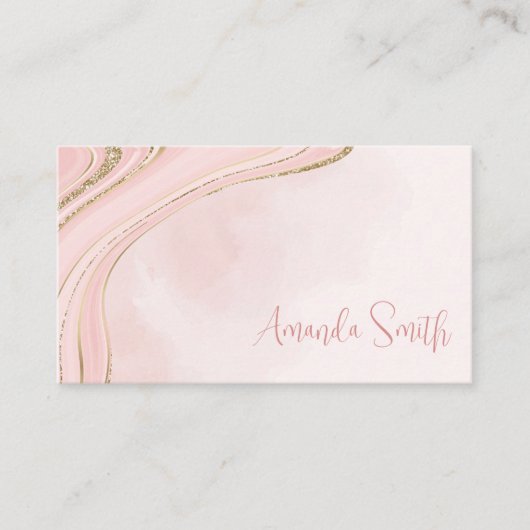 Moderne Roze Gouden Glitter Visitekaartje (Voorkant)