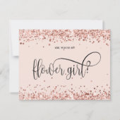 moderne roze gouden glitter wil jij mijn bloemenme kaart (Voorkant)