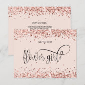 moderne roze gouden glitter wil jij mijn bloemenme kaart (Voorkant / Achterkant)