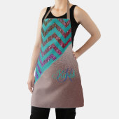 Moderne Roze Gouden Glitterende Chevron Turquoise  Schort (Insitu)