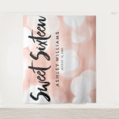 Moderne Roze Gouden Glitterlichten Sweet 16 Achter Wandkleed (Voorkant)