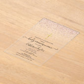 Moderne Roze Gouden Glitters Eerste Heilige Commun Acryl Uitnodigingen (Laagn)