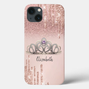 Moderne roze gouden glitterslierten ombretiara Case-Mate iPhone case